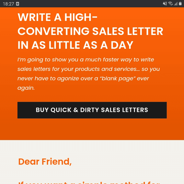 Sales Letter cho khóa học Quick & Dirty Sales Letter của Chris Orzechowski